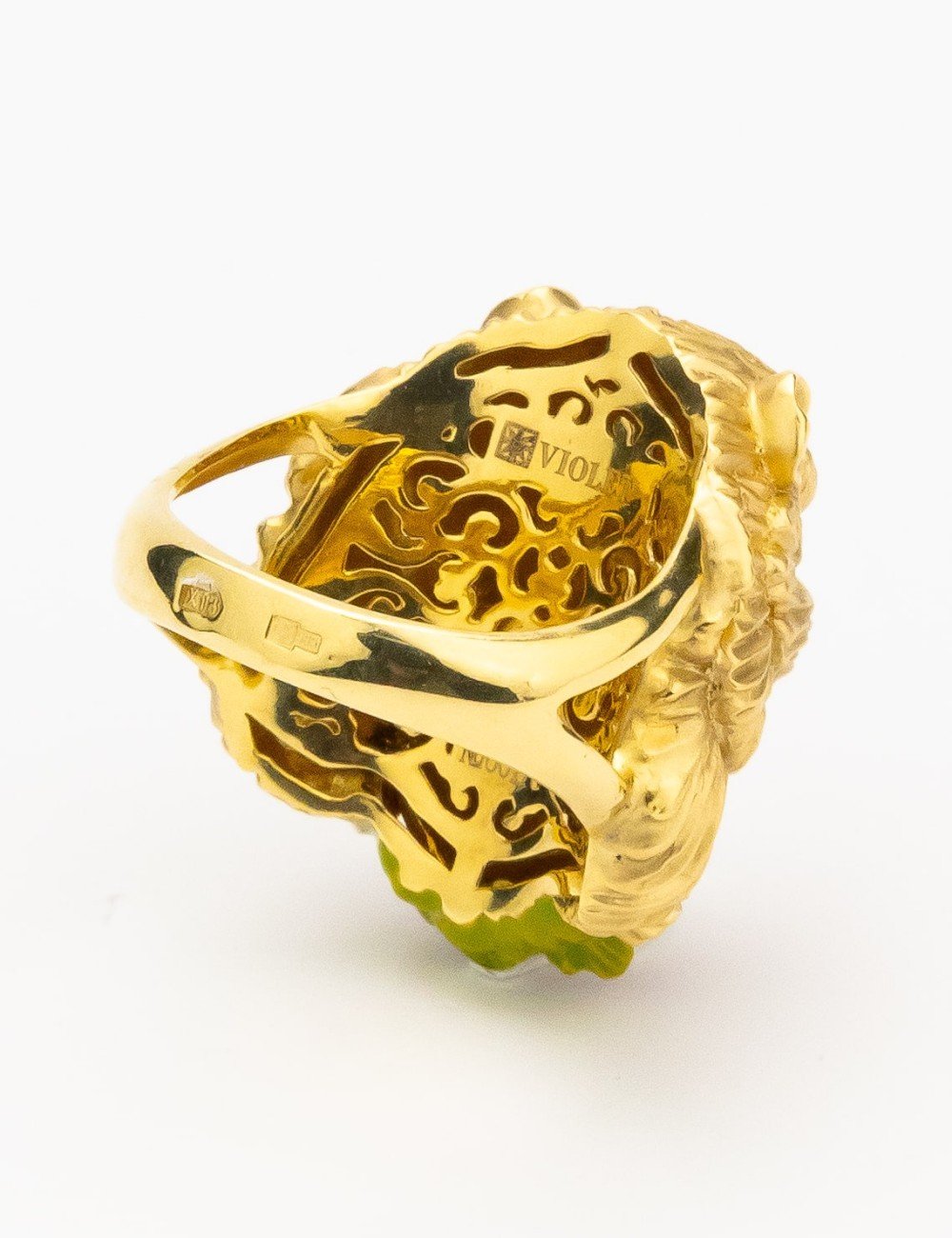 Кольцо из лимонного золота c эмалью