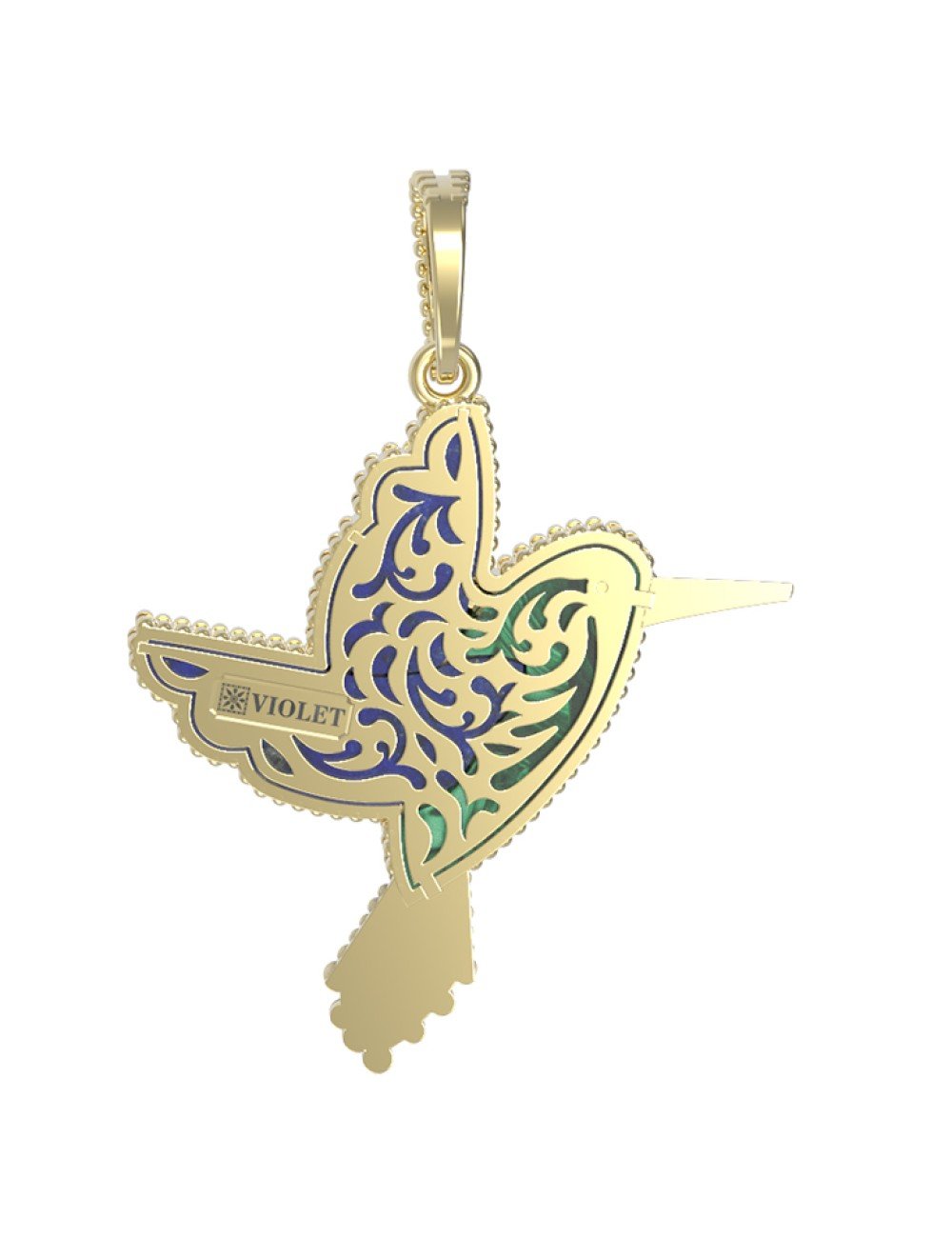 Подвеска из лимонного золота c эмалью, лазуритом и малахитом