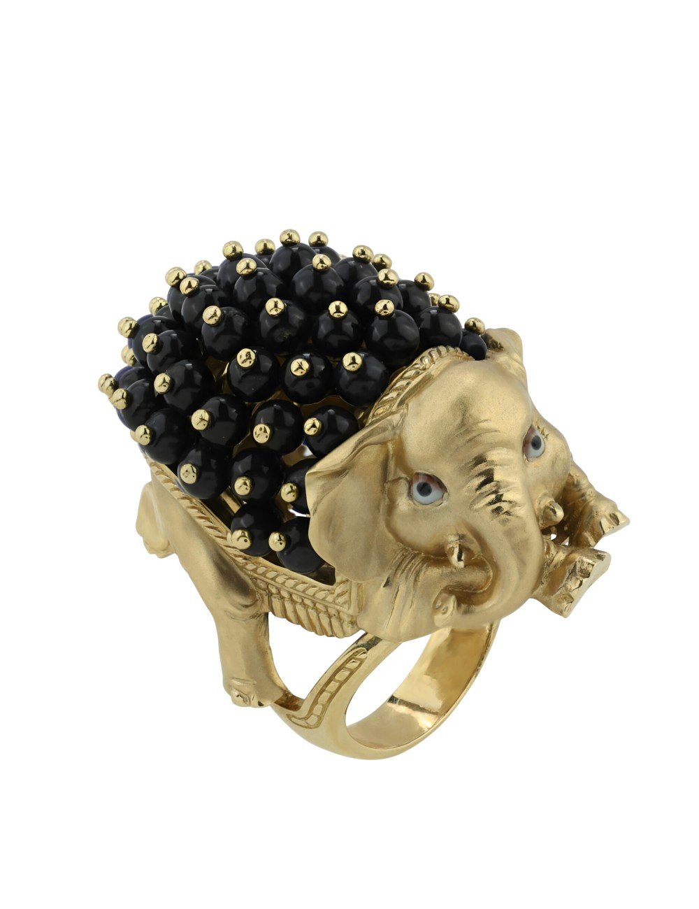 Кольцо из лимонного золота c эмалью и ониксом