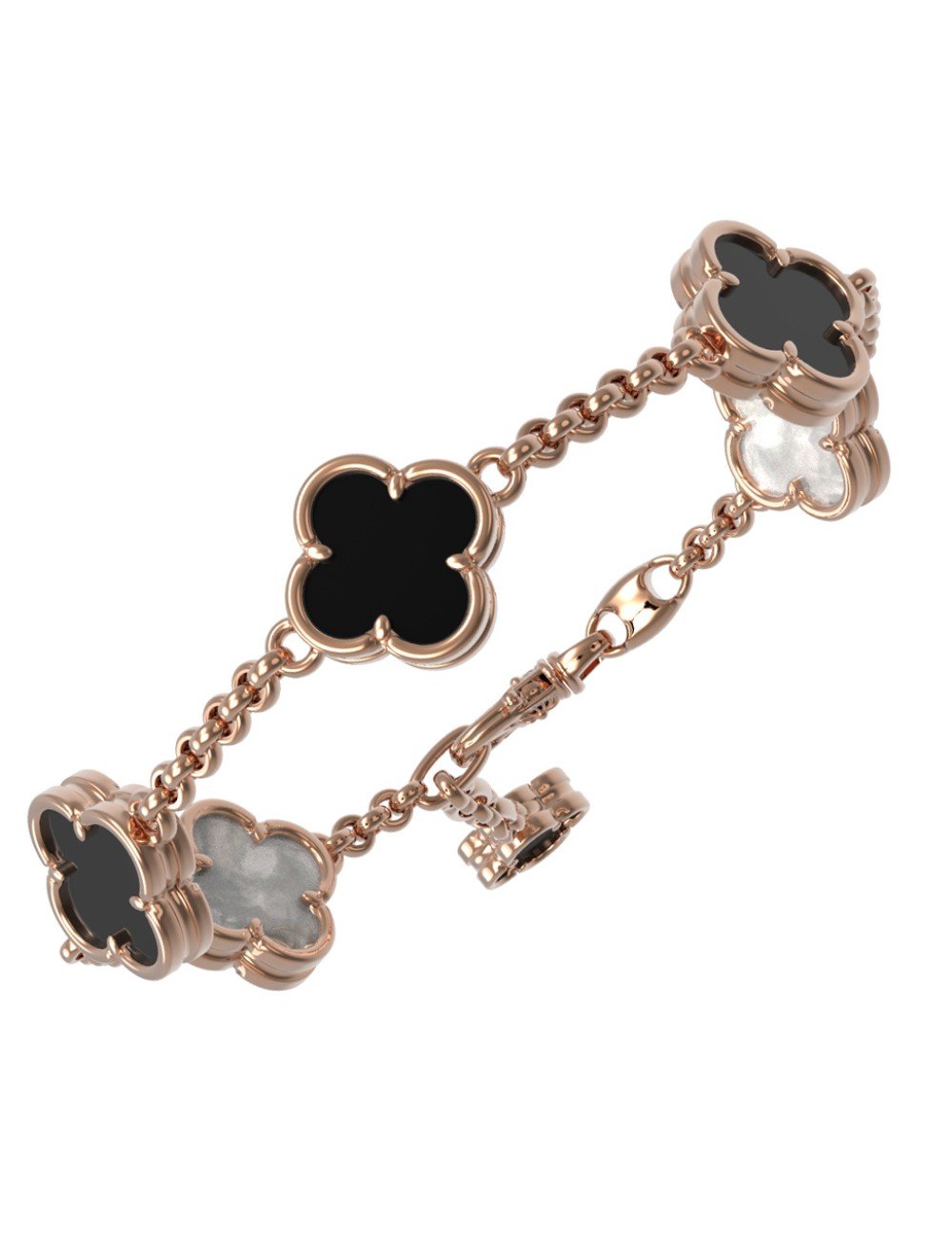 Браслет из золота c ониксом и перламутром