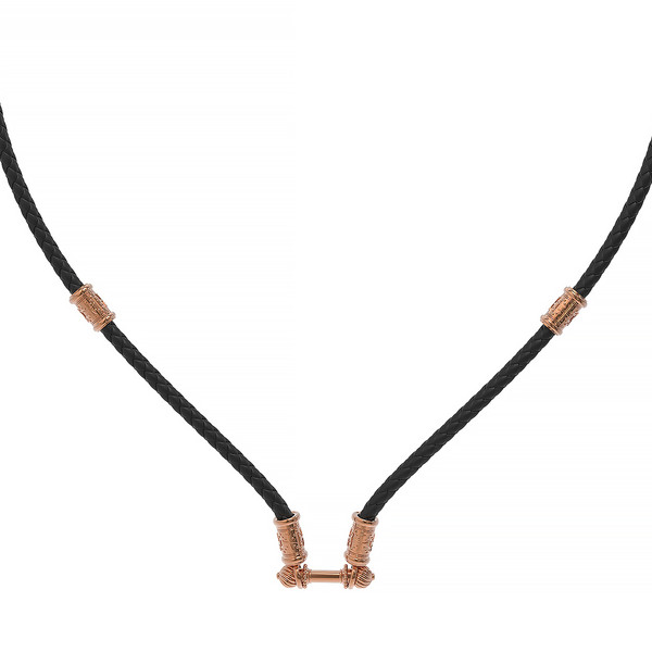 Цепь-шнурок кожа из красного золота 585 пробы c кожаным шнурком