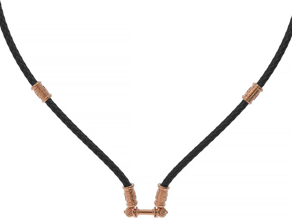 Цепь-шнурок кожа из красного золота 585 пробы c кожаным шнурком