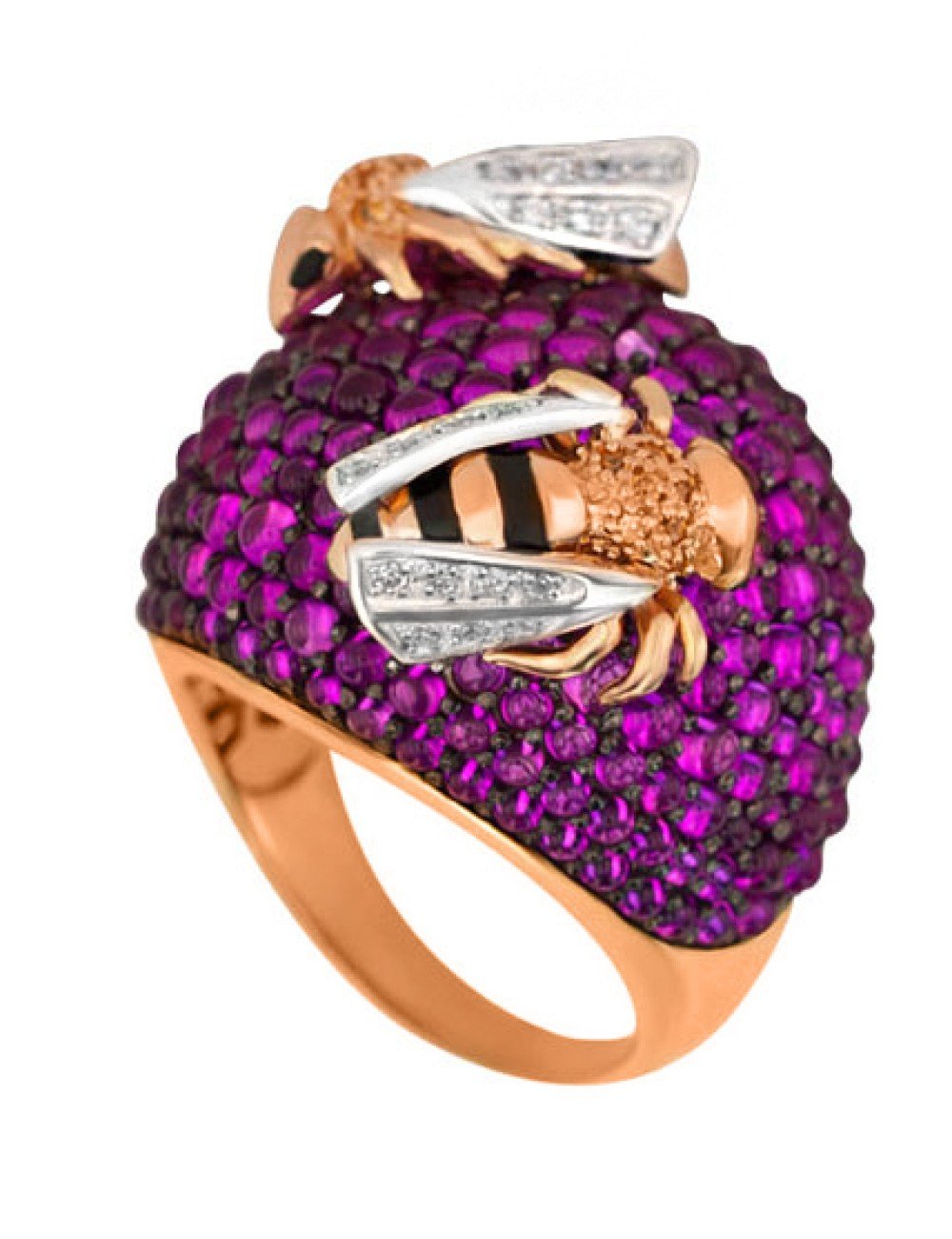 Кольцо из золота c эмалью и фианитом