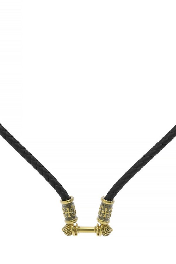 Гайтан из лимонного золота c кожаным шнурком