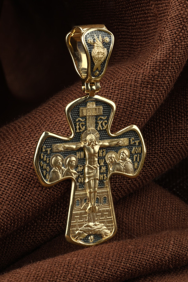 Крест из лимонного золота 585 пробы