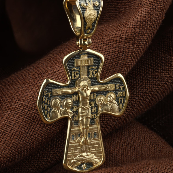 Крест из лимонного золота 585 пробы