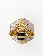 Кольцо из лимонного золота c эмалью, ониксом и эмалью