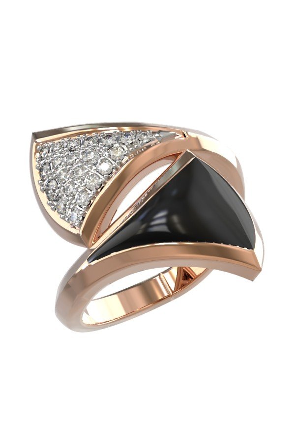 Кольцо из золота c бриллиантами и ониксом