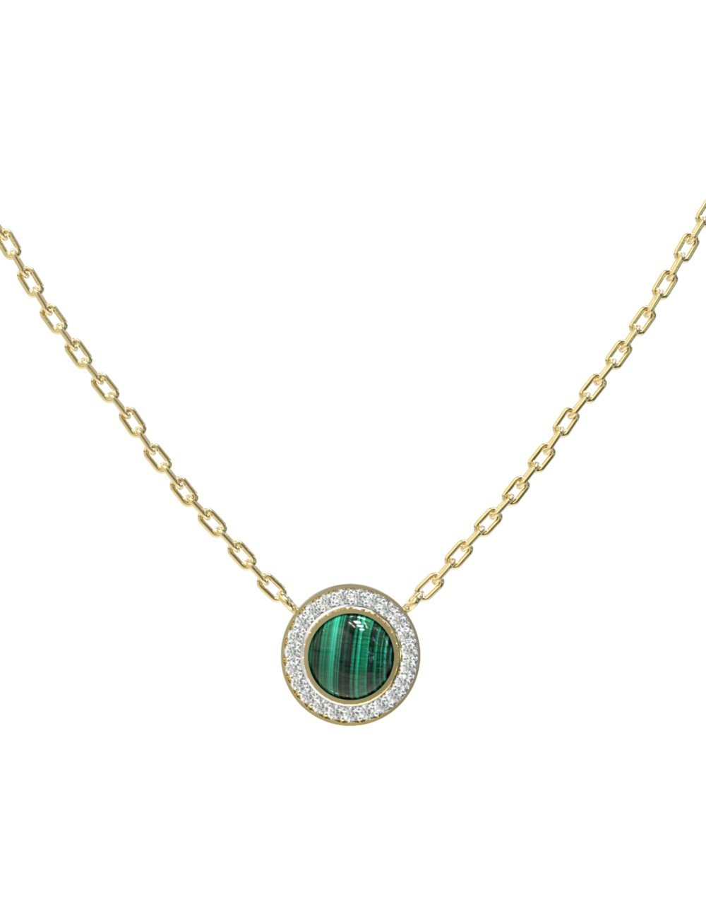 Колье из лимонного золота c бриллиантами и малахитом