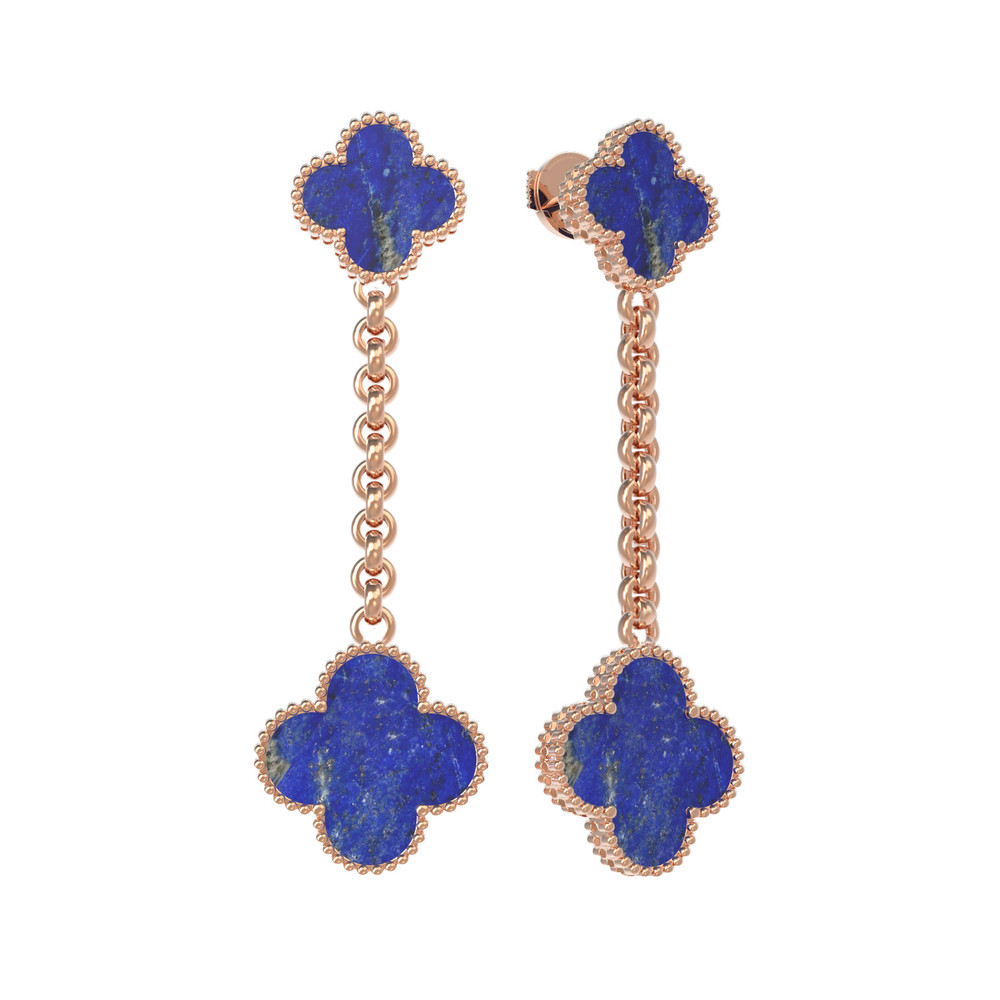 Серьги из красного золота 585 пробы c лазуритом