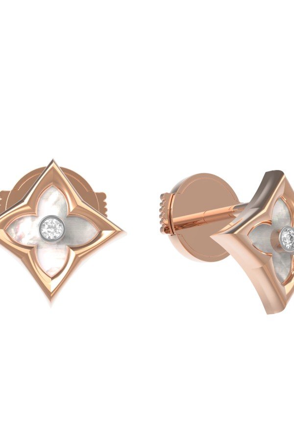 Серьги из золота c бриллиантами и перламутром