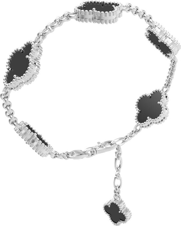 Браслет из белого золота 585 пробы c ониксом