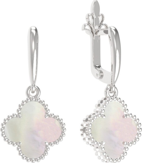 Серьги из белого золота c перламутром