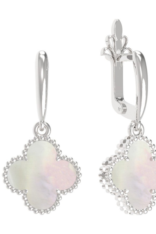 Серьги из белого золота c перламутром