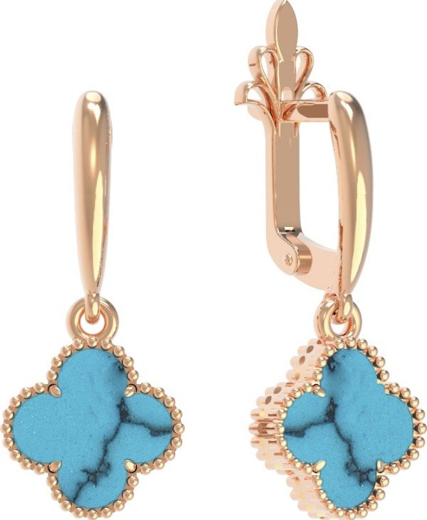 Серьги из золота c бирюзой