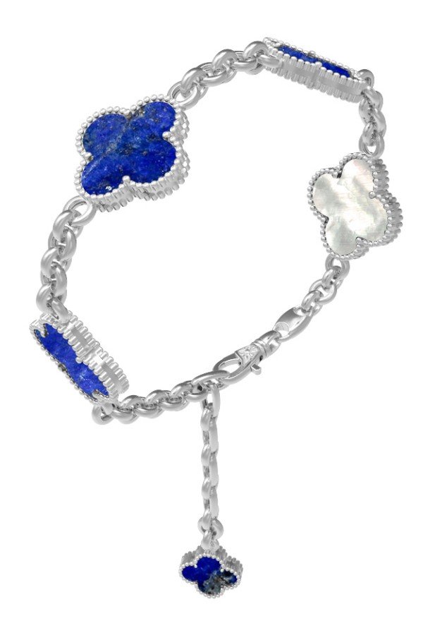 Браслет из белого золота c лазуритом и перламутром