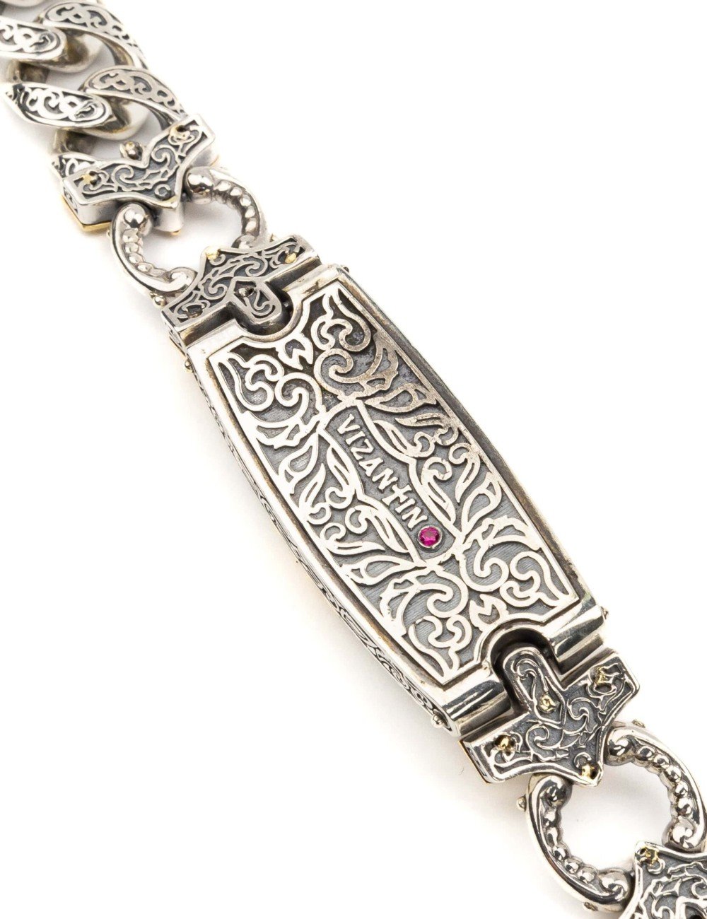 Браслет из серебра и золота c рубином