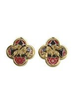 Серьги из лимонного золота c эмалью и перламутром