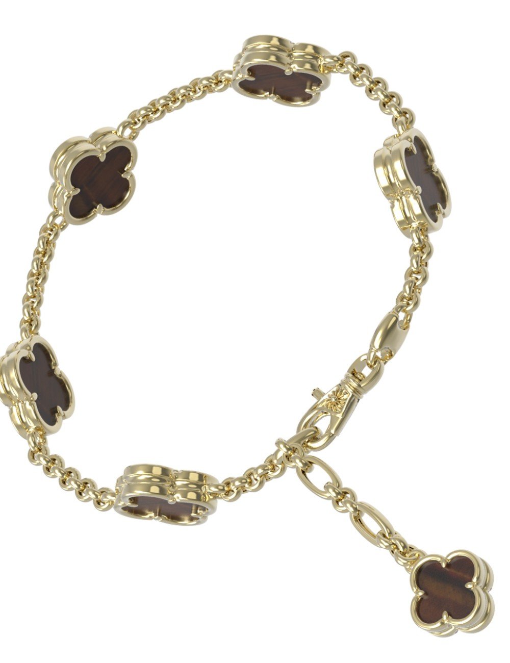 Браслет из лимонного золота c тигровым глазом