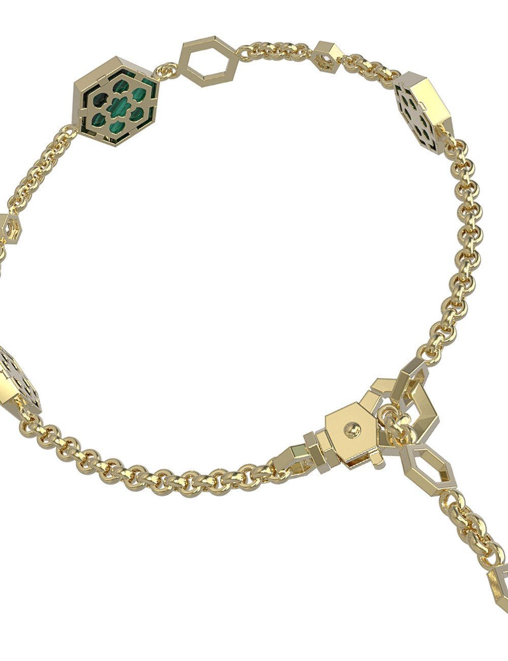 Браслет из лимонного золота c бриллиантами, малахитом и перламутром