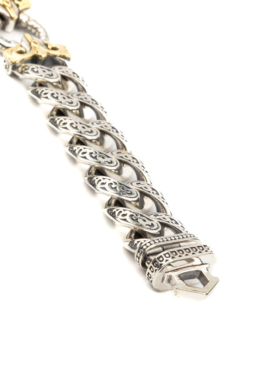 Браслет из серебра 925 пробы и золота 750 пробы c рубином