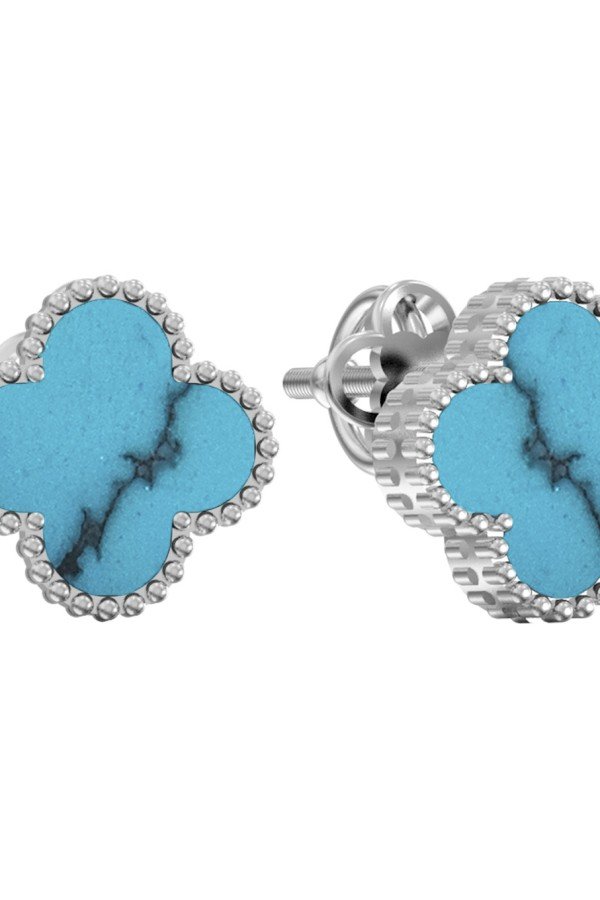 Серьги из белого золота c бирюзой