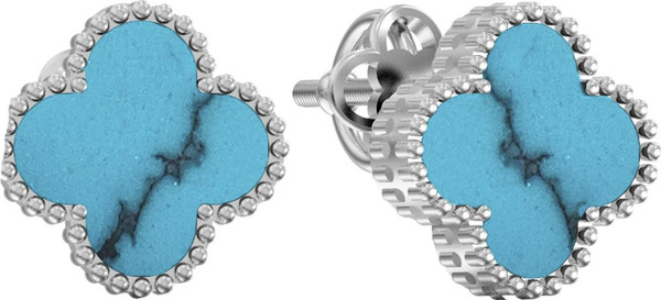 Серьги из белого золота 585 пробы c бирюзой