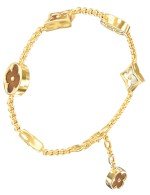 Браслет из лимонного золота c тигровым глазом и перламутром