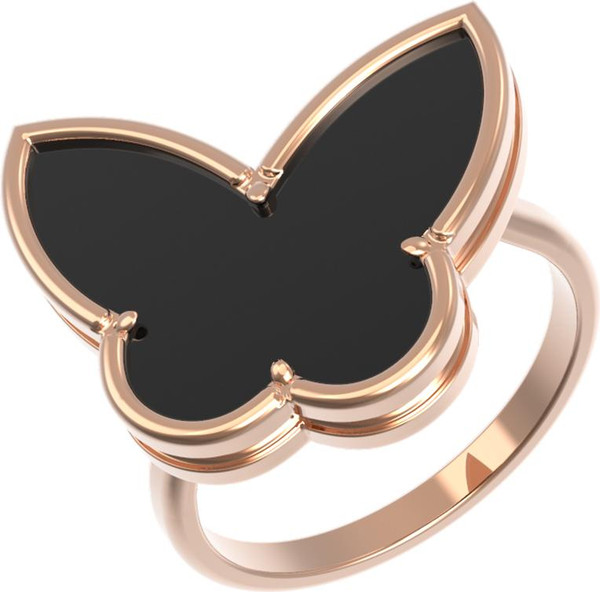 Кольцо из красного золота 585 пробы c ониксом