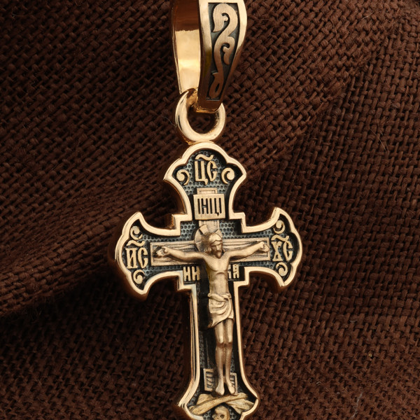 Крест из красного золота 585 пробы