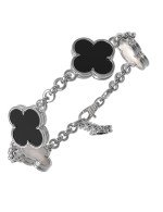 Браслет из белого золота c ониксом и перламутром