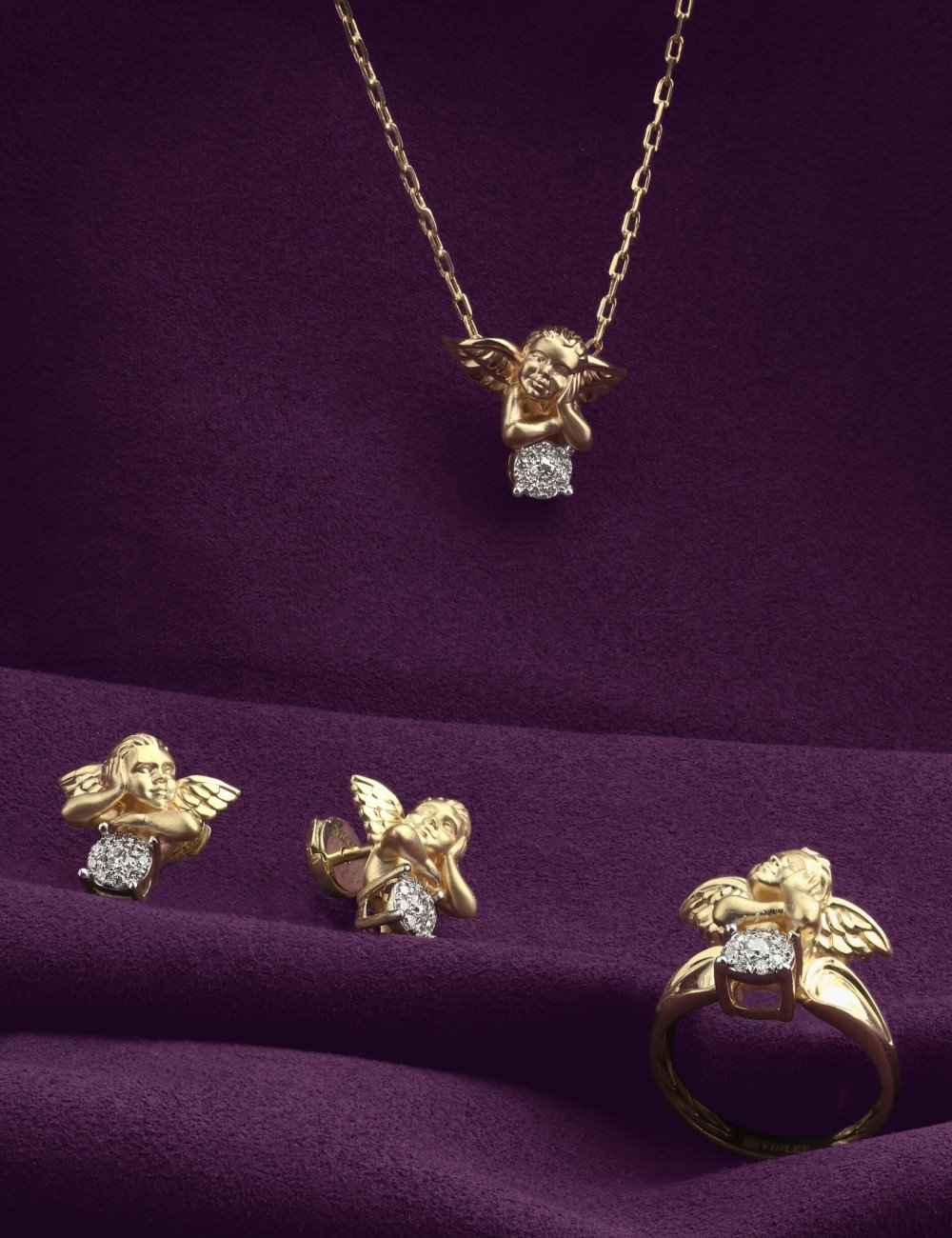 Кольцо из лимонного золота c бриллиантами