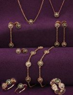 Серьги из золота c бриллиантами, малахитом и перламутром