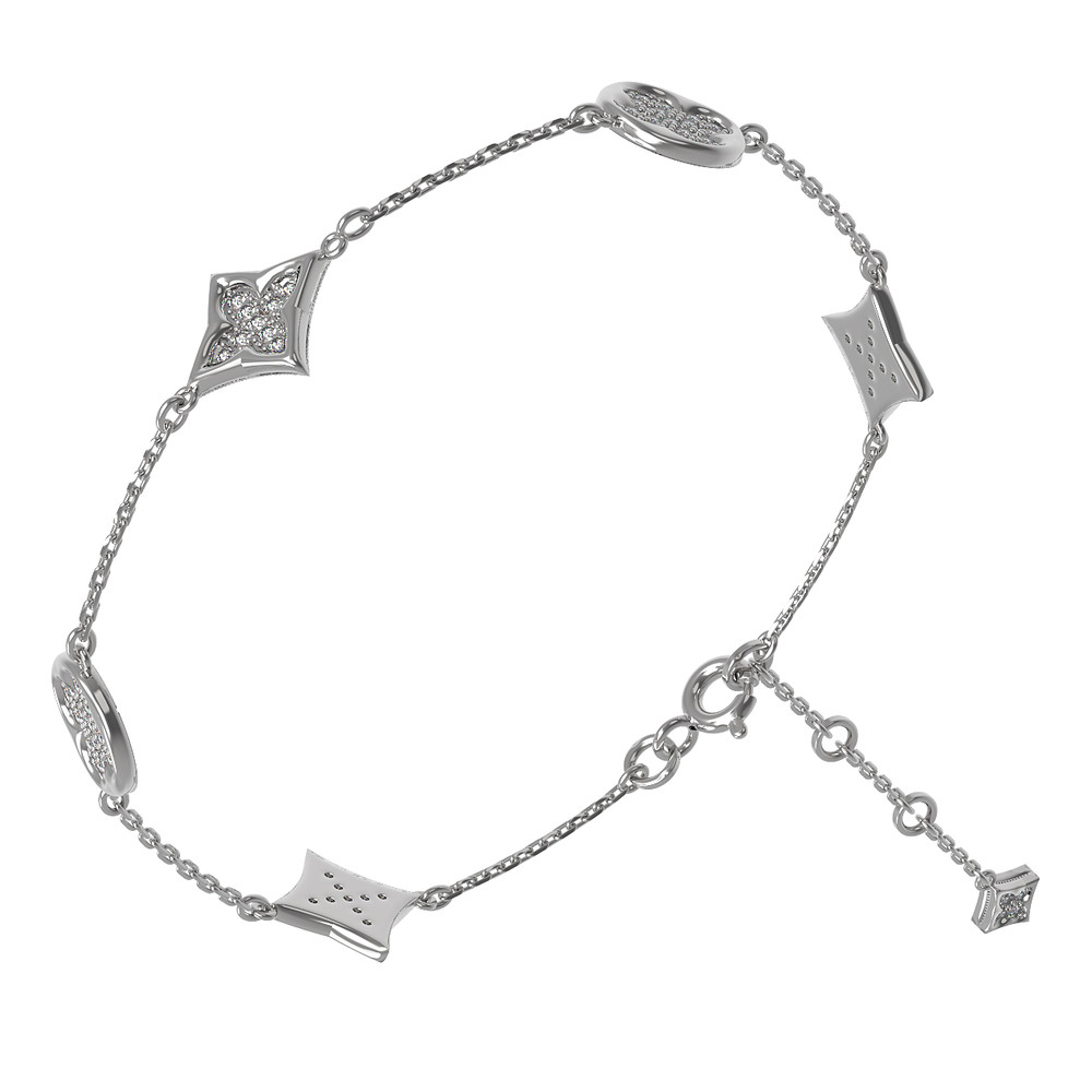 Браслет из белого золота 585 пробы c бриллиантами