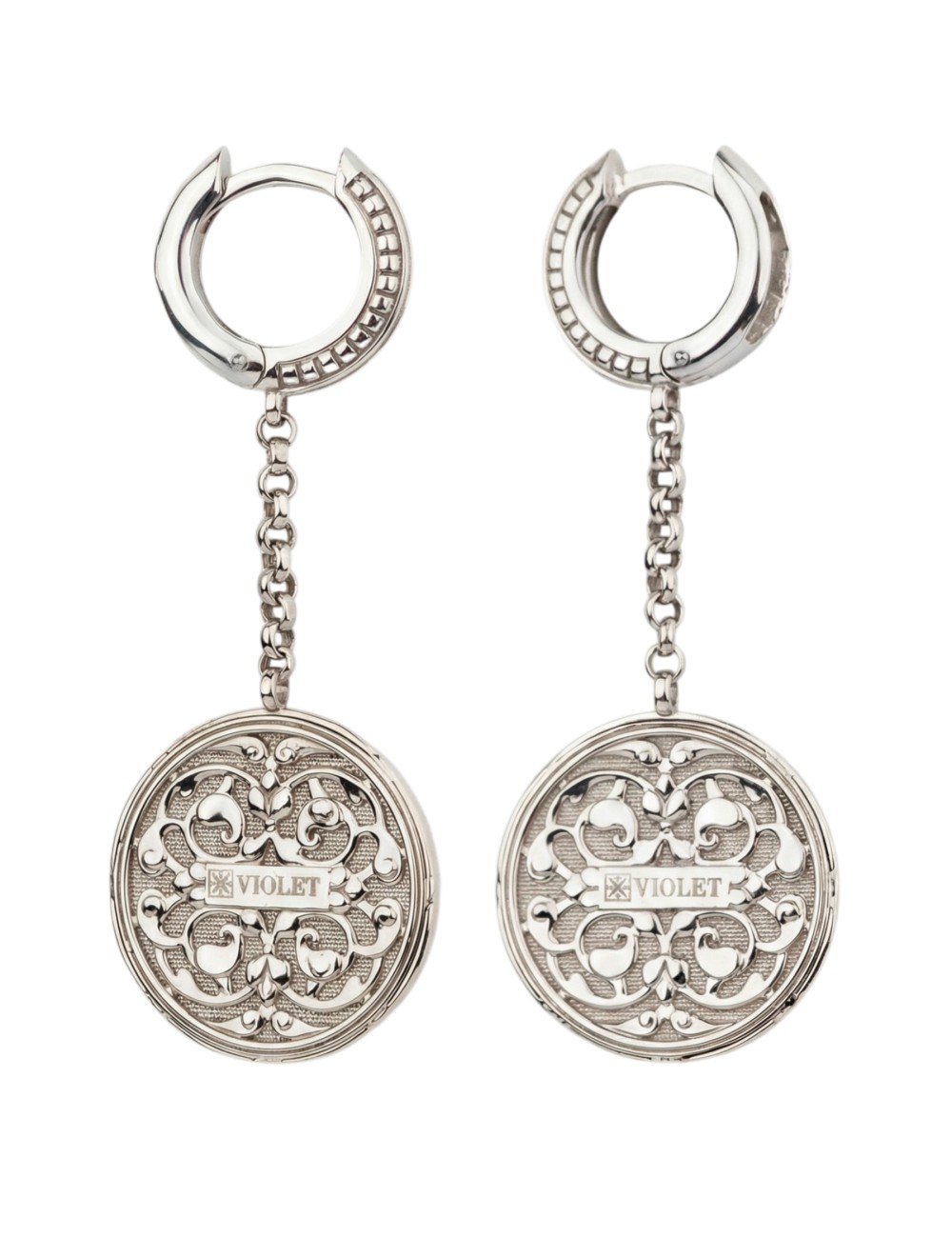 Серьги из белого золота c эмалью