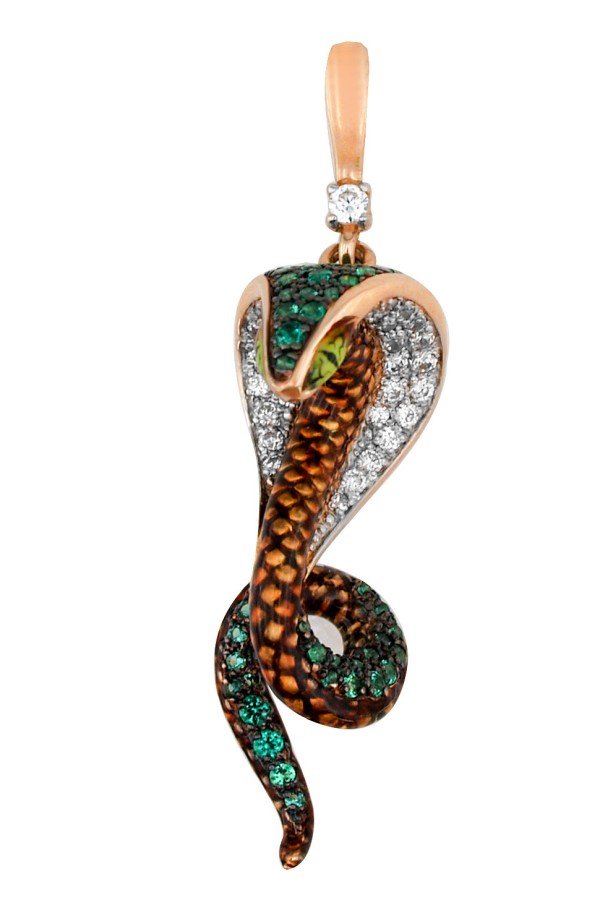 Подвеска из золота c эмалью и фианитом