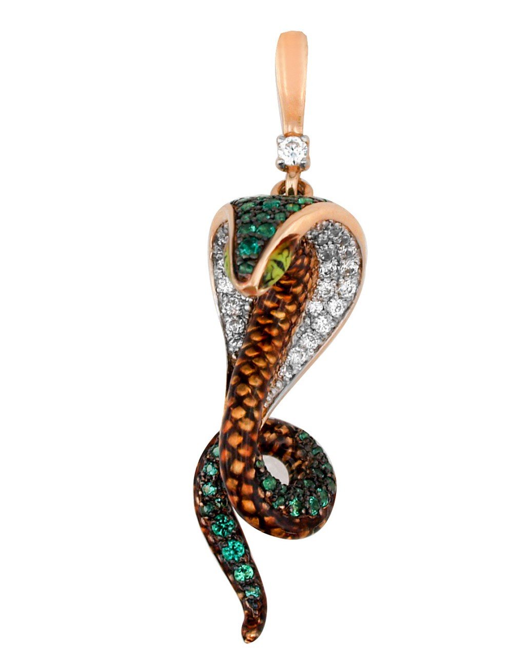 Подвеска из золота c эмалью и фианитом