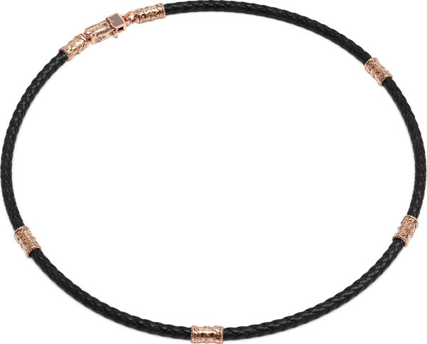 Цепь-шнурок кожа из красного золота 585 пробы c кожаным шнурком