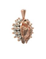 Подвеска из золота c эмалью и жемчугом