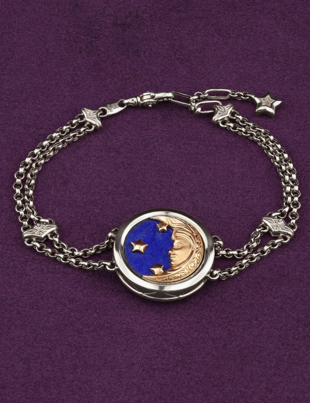 Браслет из белого золота c бирюзой и лазуритом