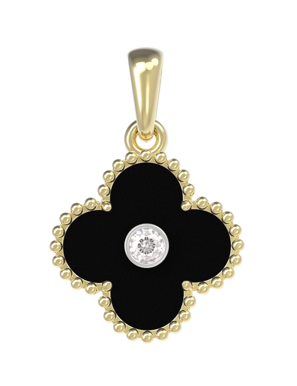 Подвеска из лимонного золота c бриллиантами и ониксом