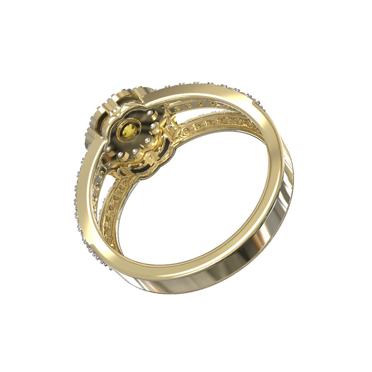 Кольцо из лимонного золота 585 пробы c бриллиантами