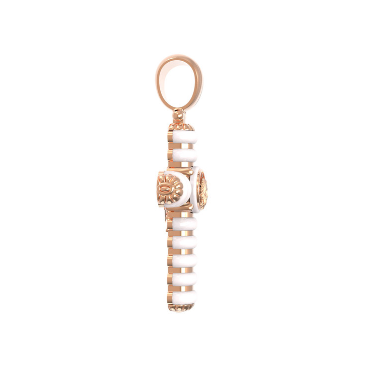 Крест из красного золота 585 пробы c кахолонгом