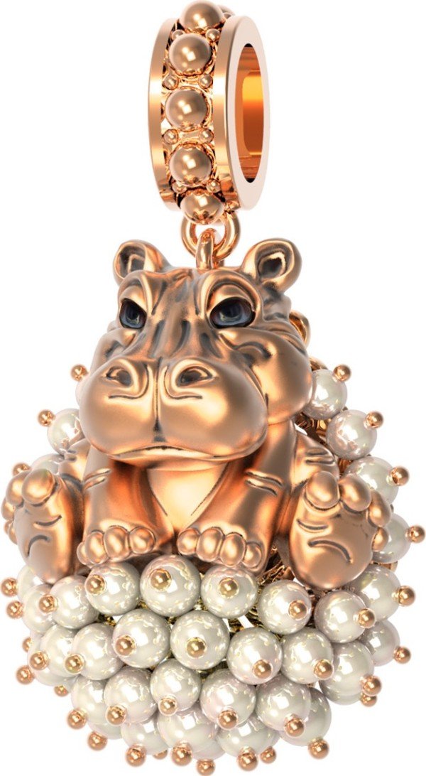 Подвеска из золота c эмалью и жемчугом