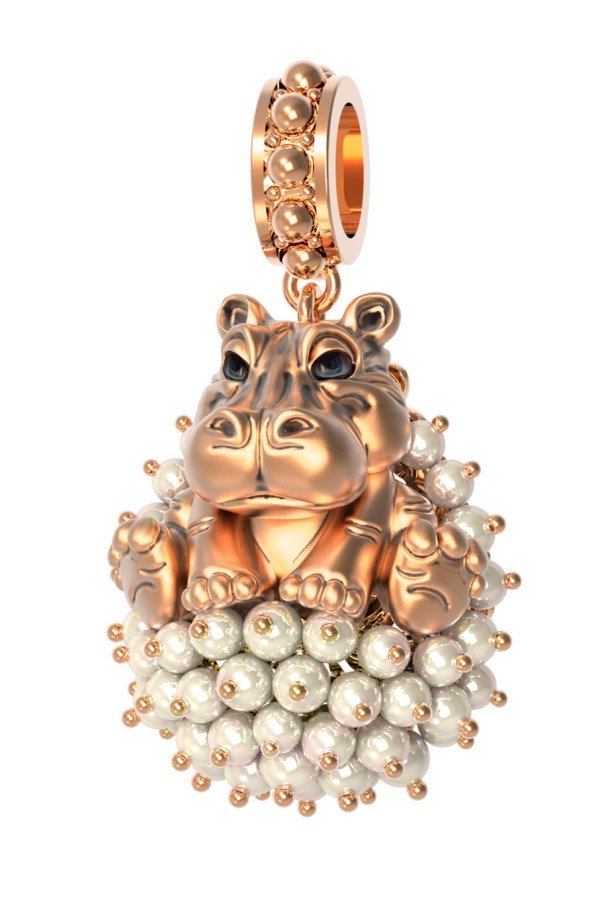 Подвеска из золота c эмалью и жемчугом