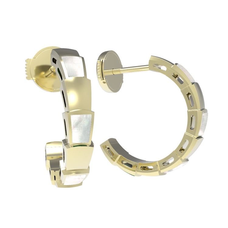 Серьги из лимонного золота 585 пробы c перламутром