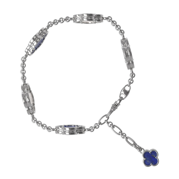 Браслет из белого золота 585 пробы c лазуритом и перламутром