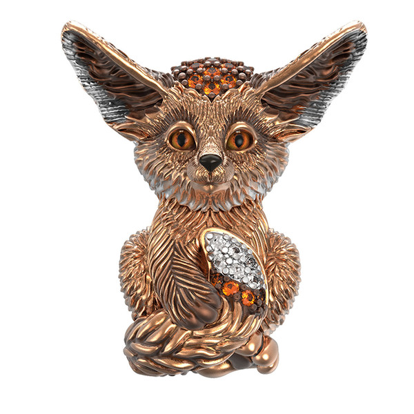 Подвеска из красного золота 585 пробы c эмалью и фианитом