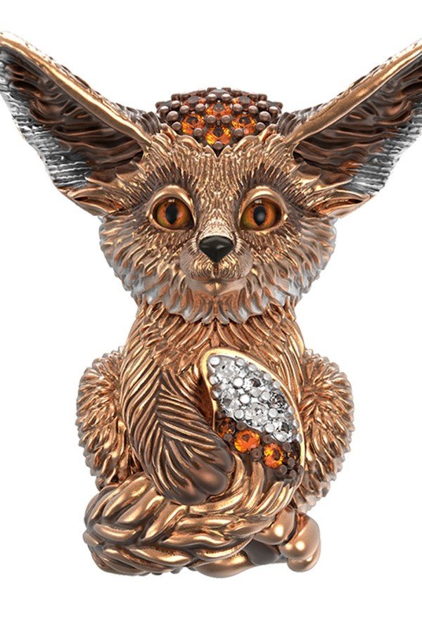 Подвеска из золота c эмалью и фианитом