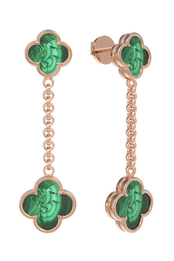 Серьги из золота c малахитом